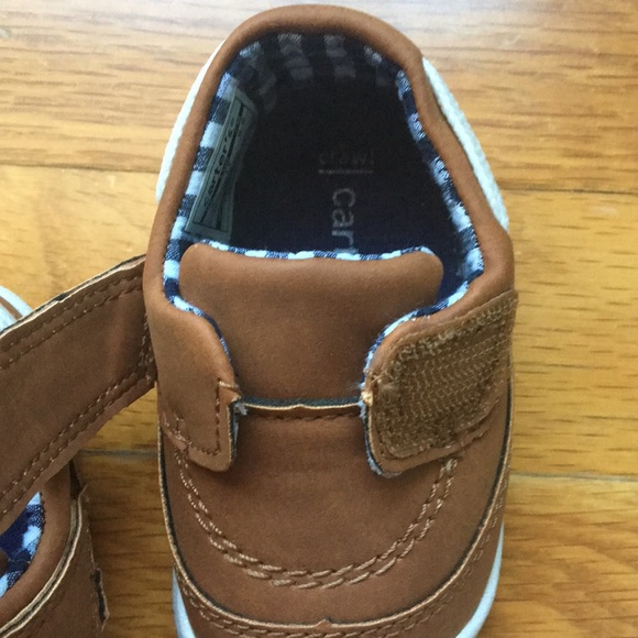 NWT Carters Every Step Brown Nautical Baby Crawling Boat Shoes - Picture 6 of 8